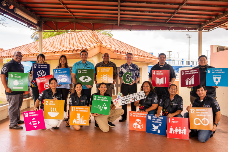 Members of the first Guam Green Growth Art CorpsvThe chosen artists include Ariel Dimalanta, Kamaka Aquino, Frank "Kie" Susuico, Corina Benavente, Baptist Bell, Ha'ani Bettis, Geraldine Datuin, and Lucille Ronquillo.