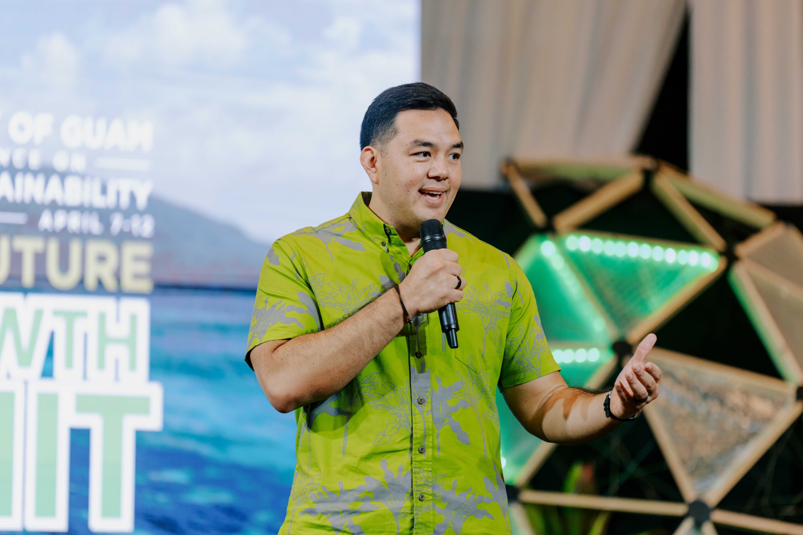 Austin Shelton, PhD, director of the University of Guam Center for Island Sustainability and Sea Grant, discusses the beginnings of the Guam Green Growth (G3) initiative at the first Green Growth Summit during the 16th UOG Conference on Island Sustainability.
