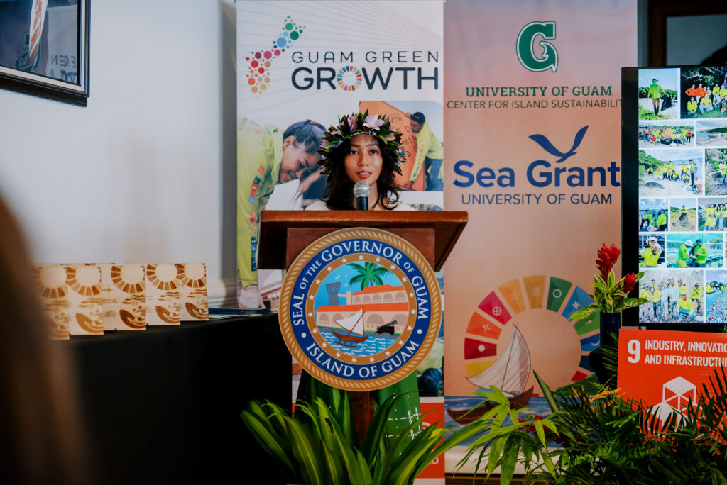 Eyana Pereda, Season 5 class-elected speaker of the Guam Green Growth Kupu Conservation Corps, reflected on how hands-on experiences with waste reshaped her perspective on consumption and sustainability during the program’s completion ceremony this month at the Government House in Agana Heights.