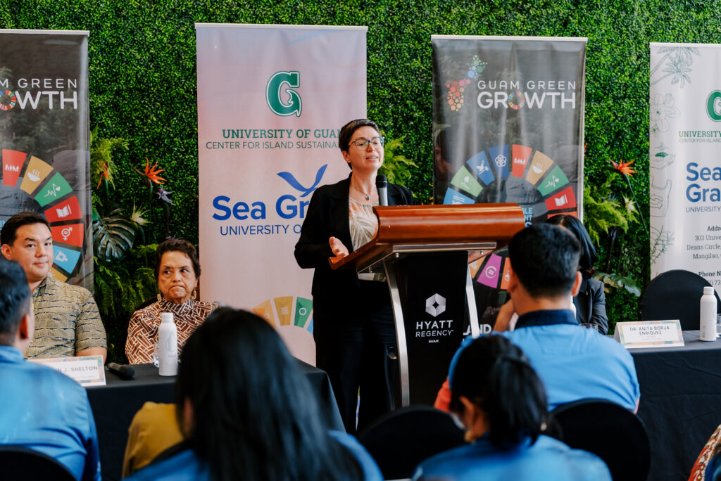 Miriam Goldstein, Ph.D., executive director of the National Ocean Protection Coalition, speaks during a CIS2026 press conference.