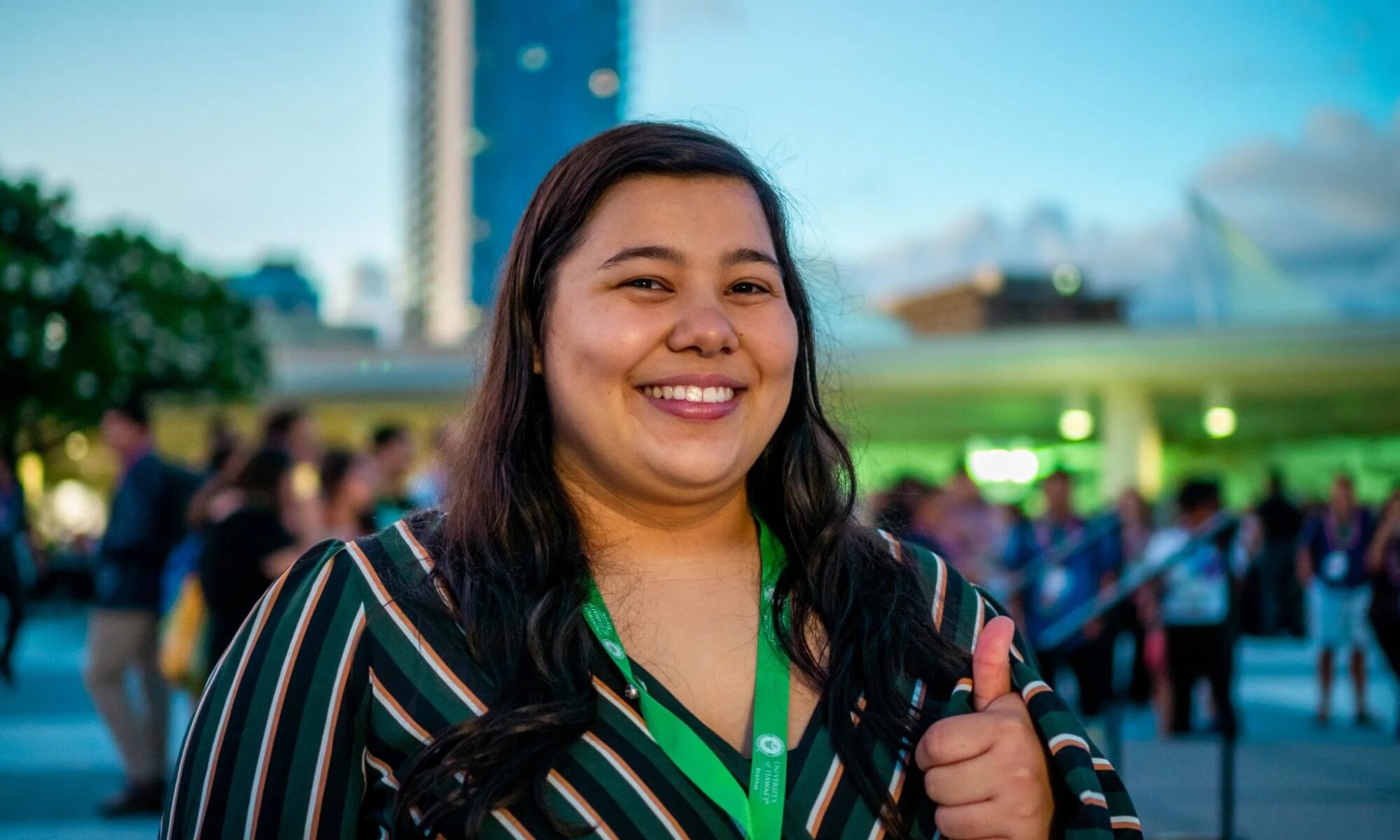 Morgan Leon Guerrero with thumbs up
