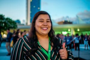 Morgan Leon Guerrero with thumbs up