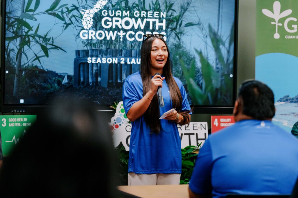 Ha’ani Maratita explains her reasons for joining the Guam Green Growth GROW Corps at the launch for the program held at the University of Guam.